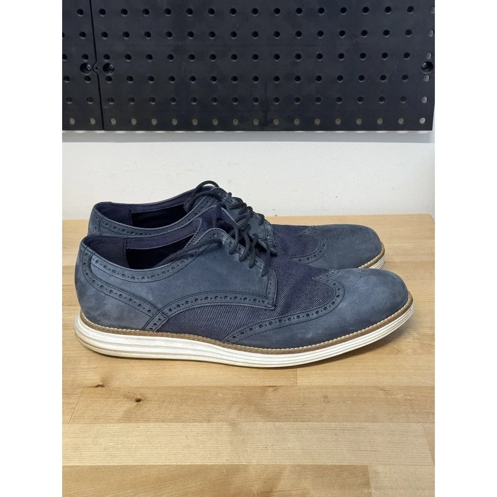 Cole Haan Navy Blue Wingtip Boat Shoes